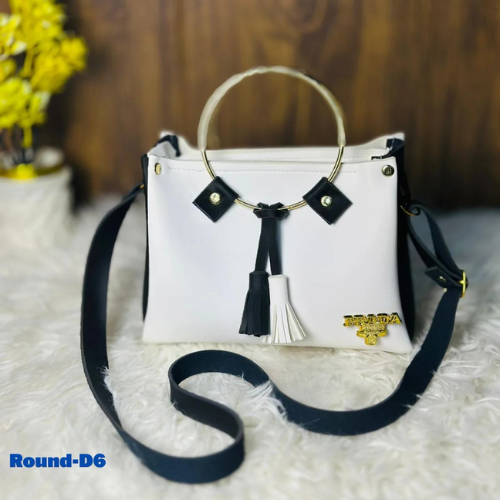 White Round Handle Bags